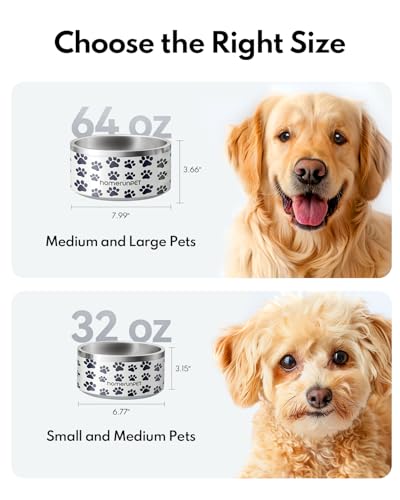 Double Wall Stainless Steel Dog Bowls (32oz / Paw Print)