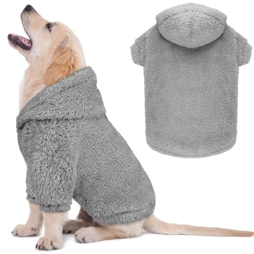Fuzzy Dog Sweaters for Small Dogs Dog Hoodie Soft Double (Small / Grey)