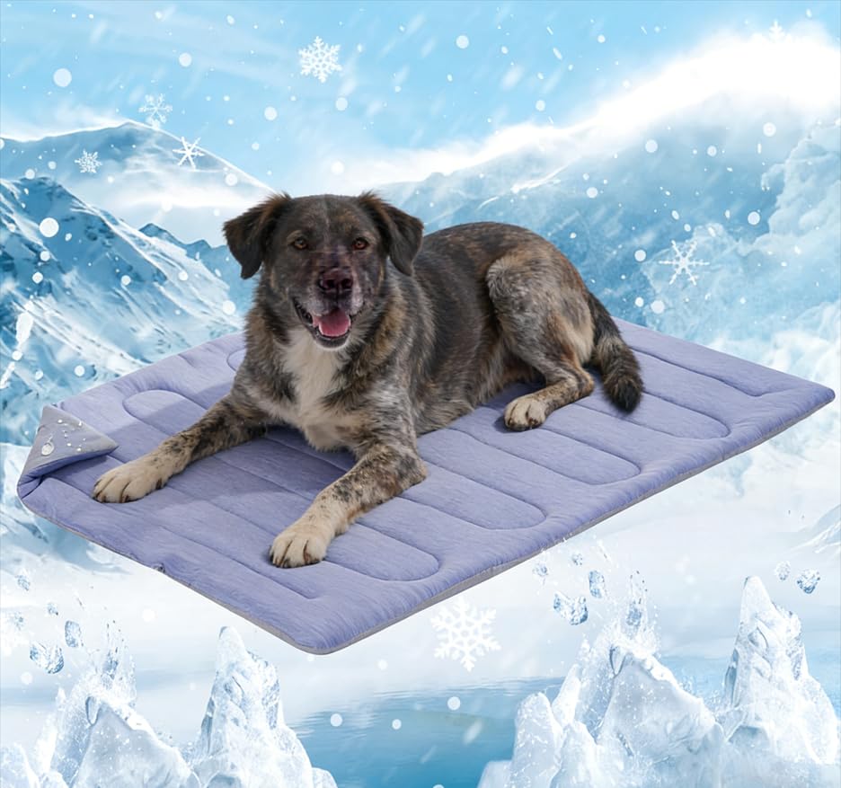 Dog Cooling Mat (Ocean Blue / 36" x 24" - Large-Crate)