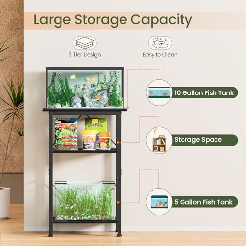 5 10 Gallon Aquarium Stand (Black / 10 Gal-3 Tier)