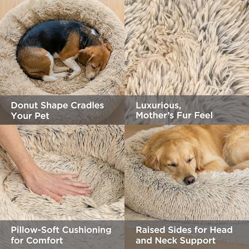 The Original Calming Donut Dog Bed for Extra (Sage Shag / X-Large)