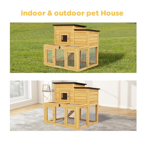 37.8" L Rabbit Hutch Indoor Outdoor for Chickens (Wood)