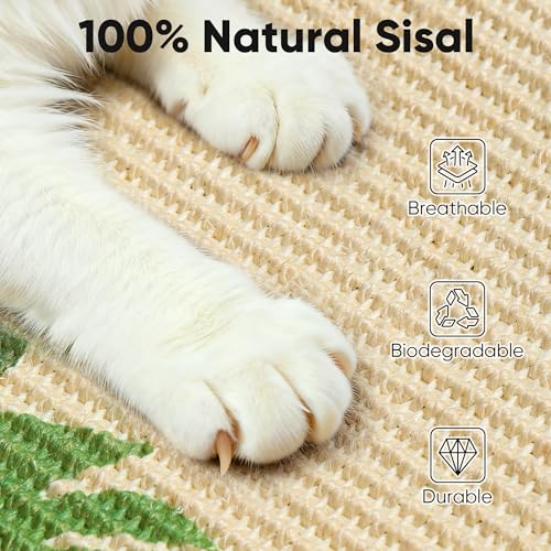 Sisal Cat Scratching Mat (Monstera-23.6 x 15.7 Inch)