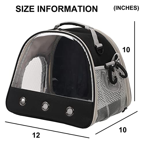 Leopard Gecko Portable Carrier with Leather Harness and Leash Set (Black)