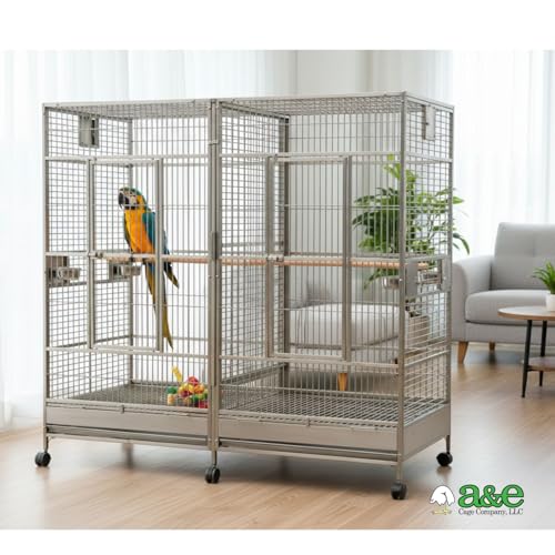 A&E Cage Co 8040FL Stainless Steel Double Macaw Cage (Stainless Steel)