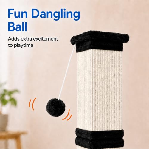 Vertical Cat Scratching Post for Indoor Cats (Black White)