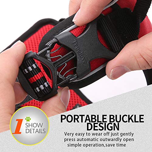 Truelove No Pull Dog Harness with Easy Control Handle and 2 Leash Attachments (X-Small / Red)