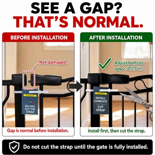 62.5 71.6 Inch Extra Wide Baby Gate Pressure Mounted for Doorways (Black / 62.5"-71.6")