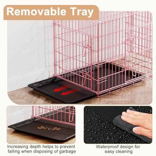 36" Foldable Metal Dog Crate (Pink)