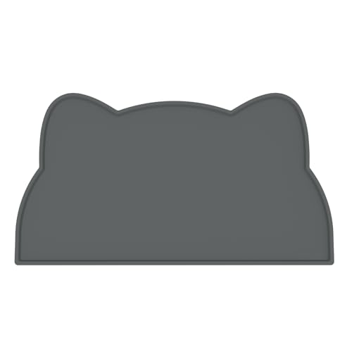 Cat Food Mat Silicone Non Slip Dog Bowl Mat Waterproof Cat Feeding Mat Stop Food Spills and Water Messes Out to Floor Pet Food Mat (Charcoal Gray / 17" x 10")