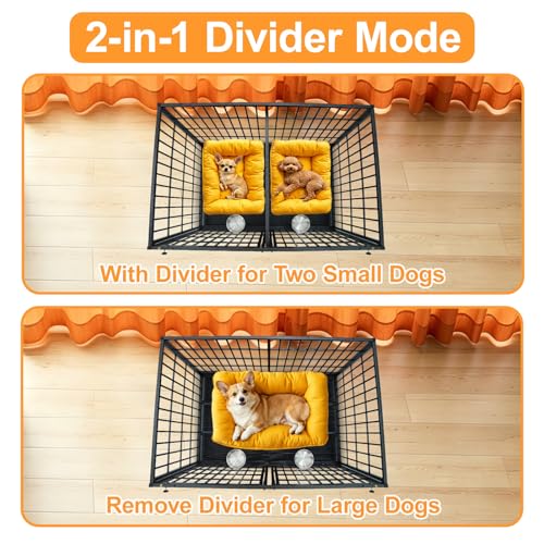 Taller 43" Heavy Duty Double Dog Crates with Divider & Dual Door (42.5"L - Tall)