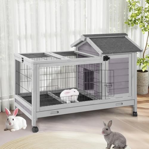 Rabbit Hutch 2 (Grey / 40.4"L x 23.6"W x 28.3"H)