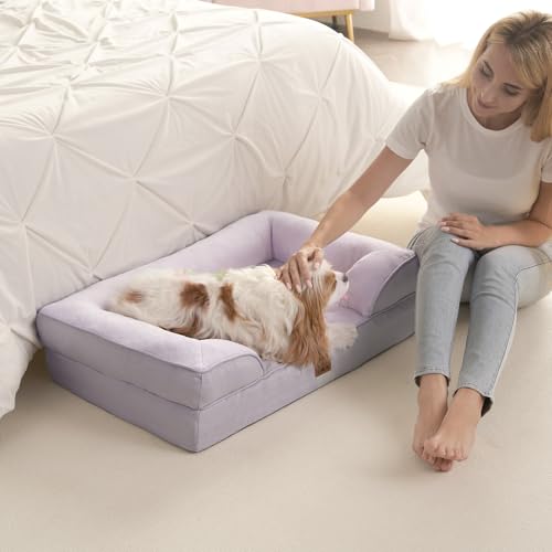 Orthopedic Dog Beds Large Sized Dog (Lilac / 36.0"l X 27.0"w X 6.5"th)