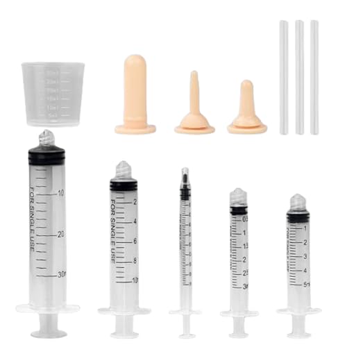 Pet Feeding Bottle Set (3 Nipples+5 Syringes + 1 measuring cup)