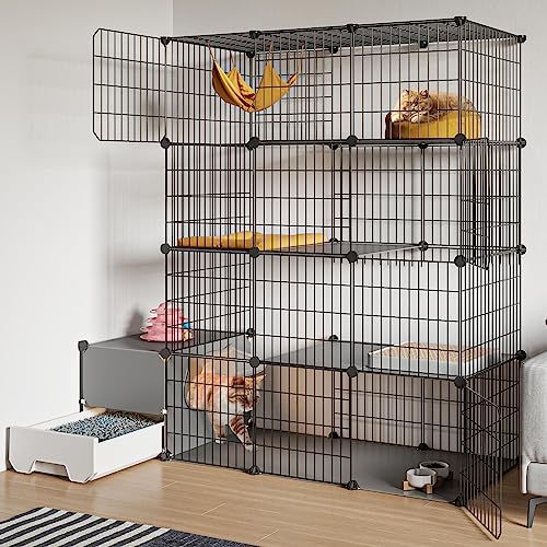 Cat Cage with Litter Box (41.3"L x 17.8"W x 55.1"H)