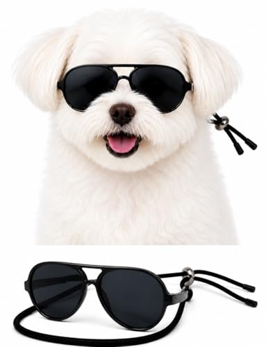 G029 Dog Cat Pet Aviator Pilot Sunglasses Glasses for Small Breeds up to 15lbs (S, Up to 15 lbs, 2-pack Black + Pink-pink mirror)