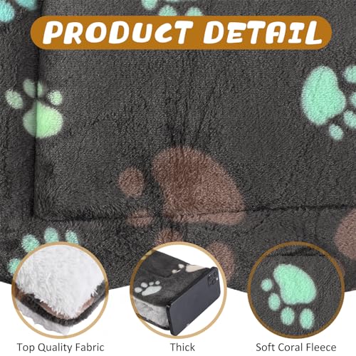 4 Pack Soft Pet Bed Mat Small Dog Crate Fleece (21 x 14 Inches / Black)