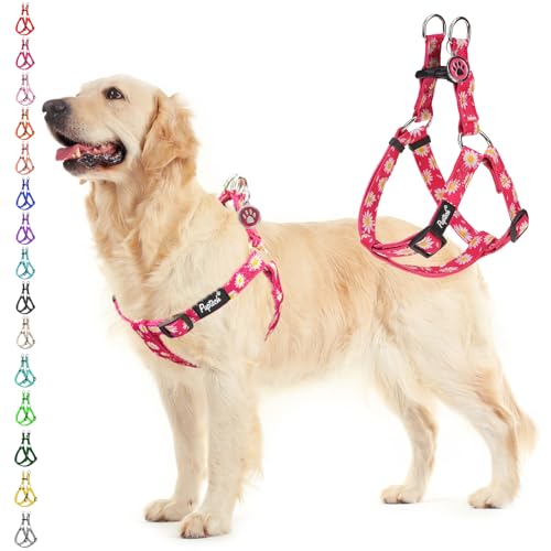 No Pull Dog Harness Large Sized Step (Fuchsia(Daisy) / Large)