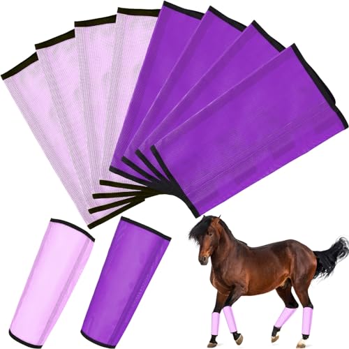 8 Pcs UV Mesh Horse Fly Boots (Dark Purple, Light Purple)