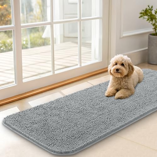 Dog Door Mat for Muddy Paws 47x17 (Grey / 47" X 17")