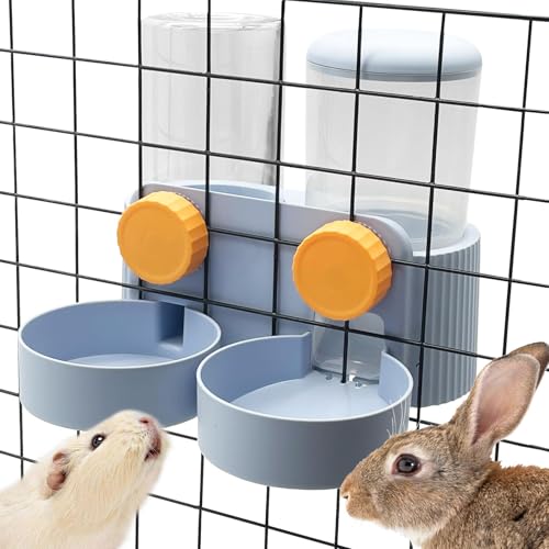 Automatic Rabbit Food and Water Dispenser for Cage (Blue)