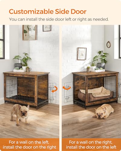 32.5" Dog Crate Furniture (Rustic Brown / 32.5"L x 21.9"W x 25.2"H)