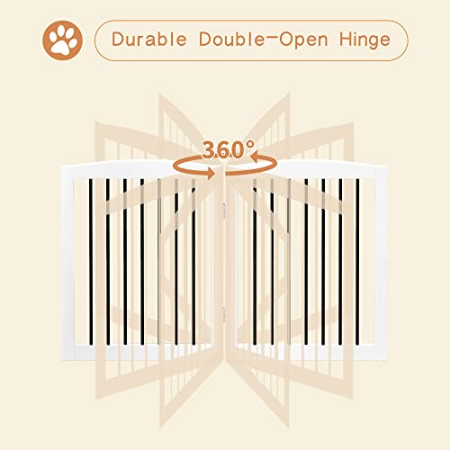 Freestanding Pet Gate for Dogs (24" Height-6 Panel / White & Black)