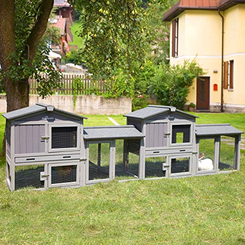 Rabbit Hutch Indoor Bunny Cage Outdoor House with Deeper Leakproof Plastic Tray