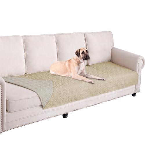 Waterproof Dog Bed Cover Pet Blanket for Furniture Bed Couch Sofa Reversible (40x80 Inch (Pack of 1) / Beige+khaki)