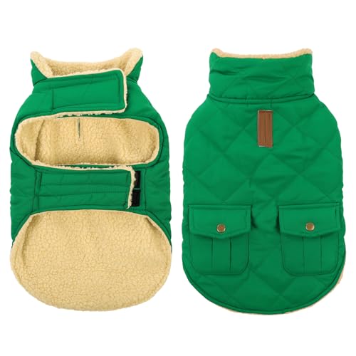 Warm Dog Coat Cold Weather Puffer Vest Quilting Winter Jacket (Medium / Forest Green)