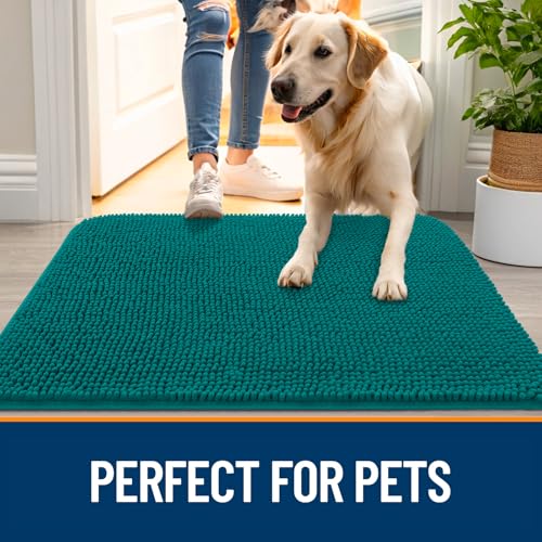 Dog Door Mat for Muddy Paws 44x24 (Lake Blue / 44" X 24")