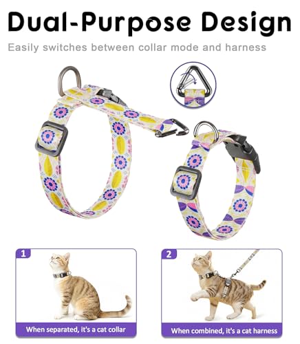 Cat Harness and Leash Set (Pastel Floral / Small (4-10 lb))