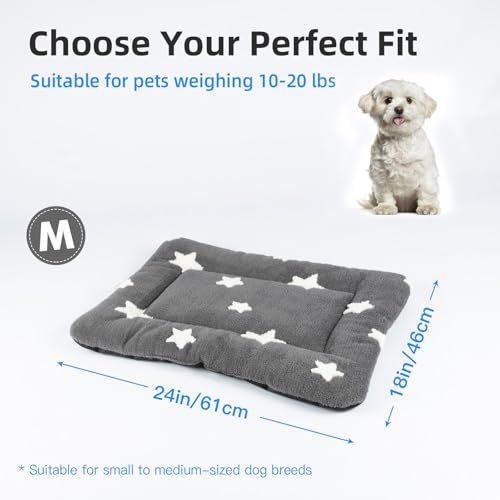 Dog Crate Pad Washable Cat Dog Bed for Crate Flat Pet Kennel Mat (24''L x 18''W x 1.5''Th / Grey)