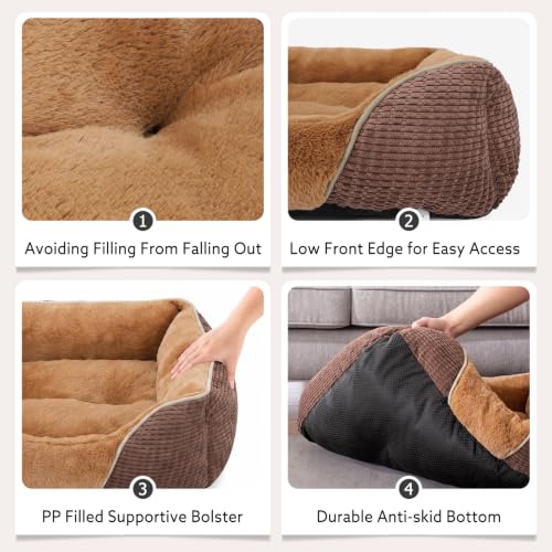 Dog Beds for Medium Dogs Washable (Caramel Brown / M(25’’x 21’’x 8’’))