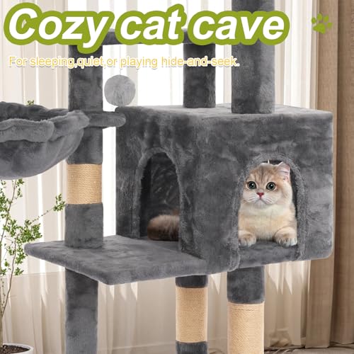 Cat Tree Tower with Hammock (Grey)