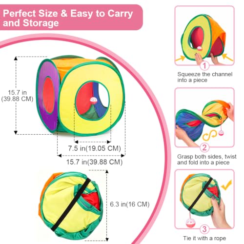 33Pcs Cat Toys Pack for Indoor Cats Kitten (Cube Tunnel Toy Set - For Cats Less Than 12lbs)