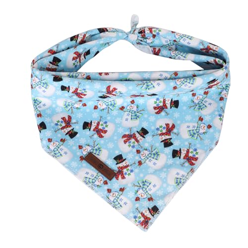 Christmas Dog Bandana (Blue Snowman / Large (Pack of 1))