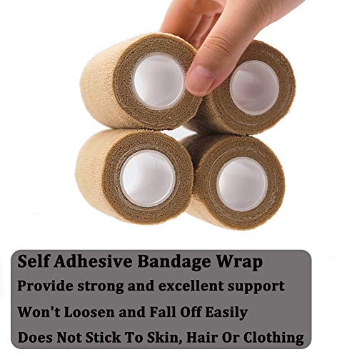12 Rolls Elastic Self Adhesive Bandage Wrap 3 Inch (3 Inch-12 Count Tan)
