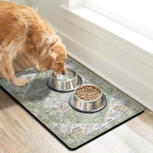 Dog Food Mats for Floors (Green / S(12"×20"))