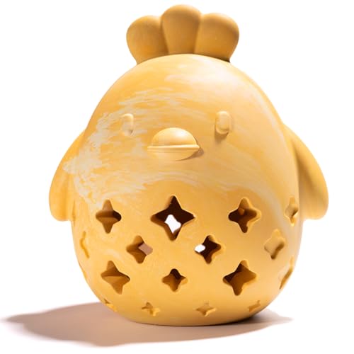 Dog Toy Treat Food Dispenser Puzzle Rubber Chew Toys Stuffed Ball (yellow hen)