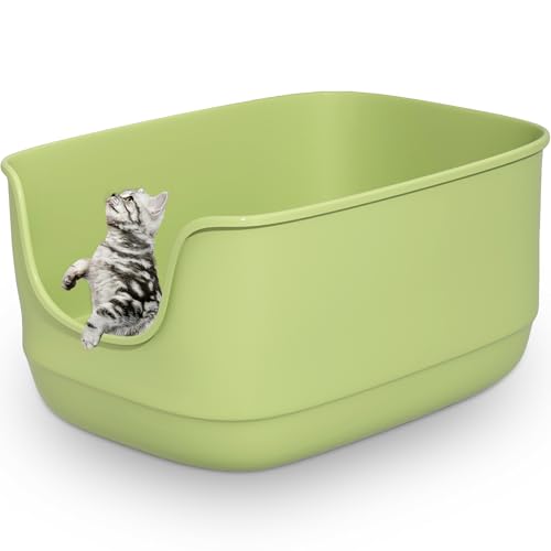 Large Cat Litter Box with High Sided 24.6"x18.3"x12.2" (Green)