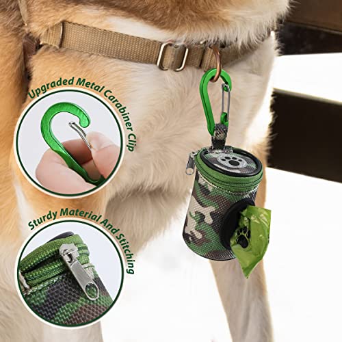 Dog Poop Bag Holder for Leash with Carabiner Clip Soft Fabric (Woodland Camo)