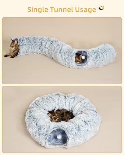 3-in-1 Cat Tunnel Bed, 34'' Cat Scratching Post for Indoor Cats