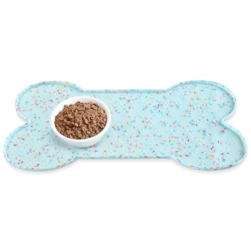 Dog Food Mat Anti (19.4" x 9.8" / Donut Blue)