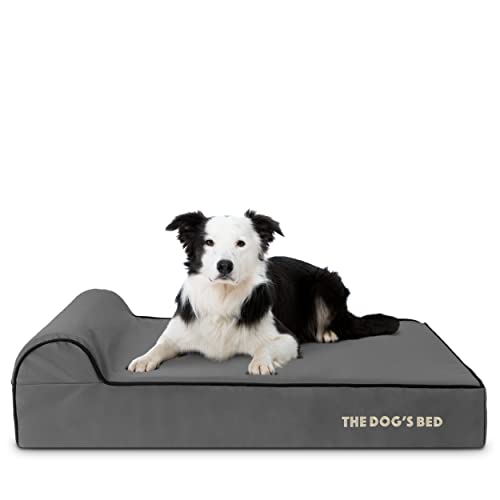 The Dog’s Bed Orthopedic Memory Foam Dog Bed with Headrest Large 6 (Grey with Black Trim / L (40"L x 25"W x 6"Th))