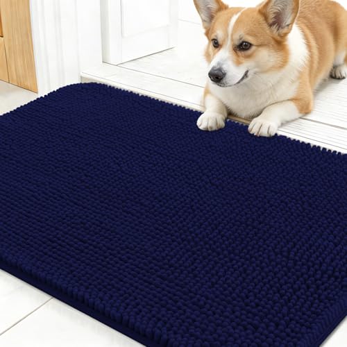Dog Door Mat for Muddy Paws 30x17 (Navy Blue / 30" X 17")