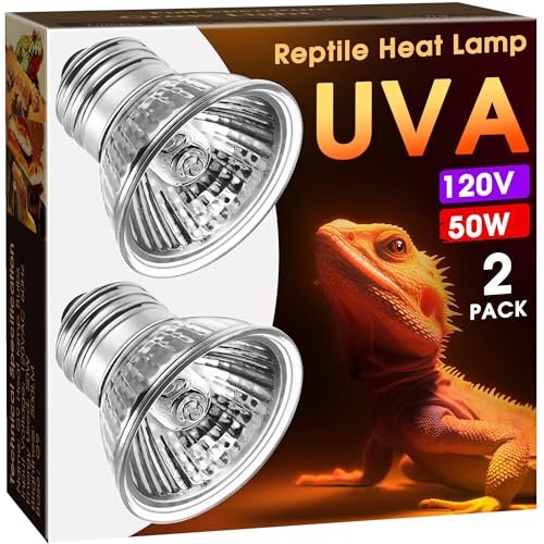 Reptile Heat Bulb 50W UVA UVB Reptile Light Bulbs Dimmable (Warm Bulb 50w / 2 Pack)