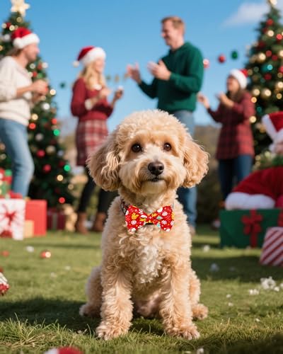 10 Pack Dog Bowties Christmas for Small Dogs Sliding on Collar (S/M)