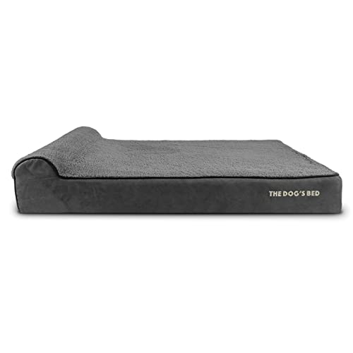 The Dog’s Bed Orthopedic Memory Foam Dog Bed with Headrest XXL (Grey Plush / XXL (54"L x 36"W x 6"Th))