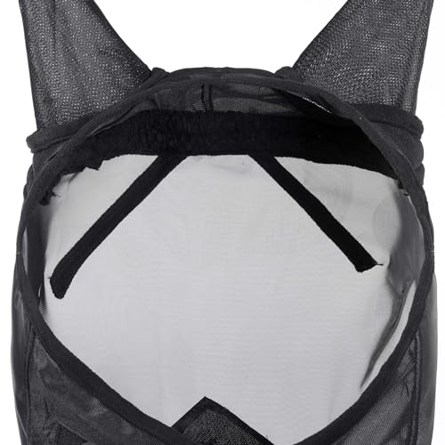 CareMaster Horse Fly Mask Half Face with Ears Black XL Extra Full Size (Black / Extra Full (X-Large))